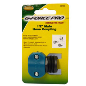 G-FORCE 53190 POLY MALE COUPLING FOR 7/16",1/2" AND 9/16" HOSE CARDED