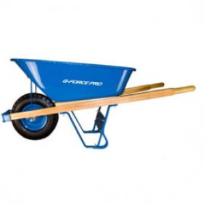 G-FORCE 52622 6 CUBIC FOOT PRO BLUE STEEL WHEELBARROW 16" FLAT FREE TIRE