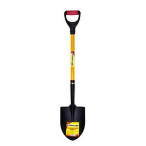 G-FORCE 52912 ROUND POINT SHOVEL 43" FIBERGLASS D-HANDLE WITH RUBBERIZED GRIP