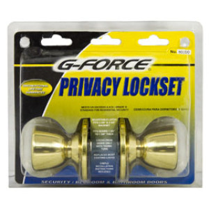 G-FORCE 80100 PRIVACY TULIP KNOB LOCKSET POLISHED BRASS