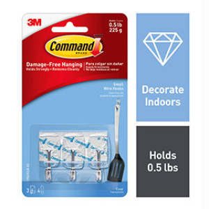3M 17067CLR-ES COMMAND CLEAR SMALL UTENSIL WIRE HOOK .5LB CAP 3 HOOKS/4 STRIPS