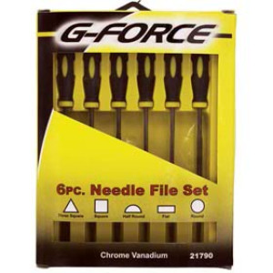 G-FORCE 21790 6 PC NEEDLE FILE SET ERGO GRIP HANDLE