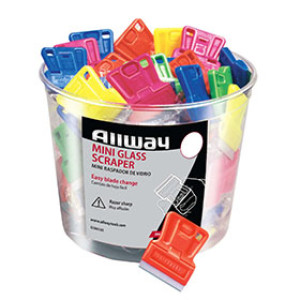 ALLWAY TOOLS 07080 GSM100 MINI NEON GLASS SCRAPERS 100PC BUCKET