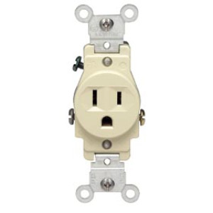 LEVITON S01-05015-KIS 15A SINGLE OUTLET IVORY
