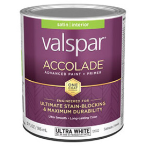 VALSPAR 12002.005 ACCOLADE SATIN ULTRA WHITE INTERIOR PAINT & PRIMER