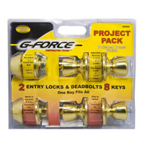 G-FORCE 80560 2 ENTRY 2 SINGLE DEADBOLT PROJECT PACK POLISHED BRASS