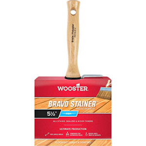 WOOSTER BRAVO STAINER F5119 5-1/2" WHITE CHINA BRISTLE/POLY BRUSH THREADED HND