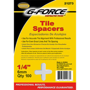 G-FORCE 21273 1/4" PLASTIC TILE SPACERS (100/BAG)