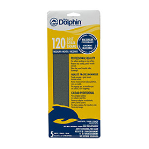 BLUE DOLPHIN SP NL4115-0120 4-3/16" X 11" SANDPAPER SHEETS 120 GRIT 5-PACK