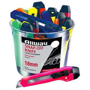 ALLWAY TOOLS 07050 K7-25 18MM 7-POINT BREAK-AWAY KNIFE BUCKET 25 PACK NEON