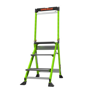 LITTLE GIANT 11933 JUMBO STEP IAA 3-STEP FIBERGLASS STEP STOOL WITH HANDRAIL