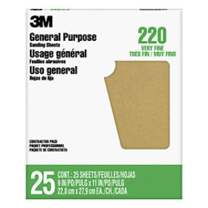3M 99401NA-M 220 GRIT 9" X 11" ALUMINUM OXIDE SANDPAPER