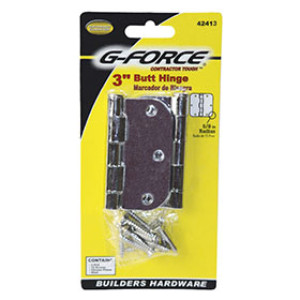 G-FORCE 42413 RADIUS CORNER CHROME FINISH 3" BUTT HINGE PAIR