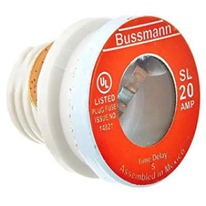BUSSMANN BP/SL-20 20 AMP PLUG FUSE TIME DELAY TAMPER PROOF BASE (3CD)