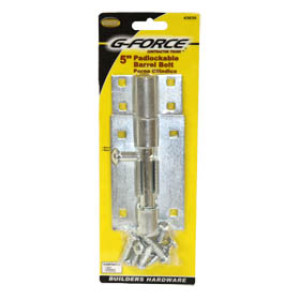 G-FORCE 43035 5" PAD-LOCKABLE BARREL BOLT ZINC PLATED
