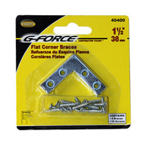 G-FORCE 40400 1-1/2" CORNER IRON ZINC PLATED CARDED WITH SCREWS (4/CARD)