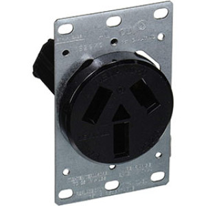 LEVITON R30-5206-S10 50A-125/250V STRAIGHT BLADE FLUSH MOUNT OUTLET BLACK