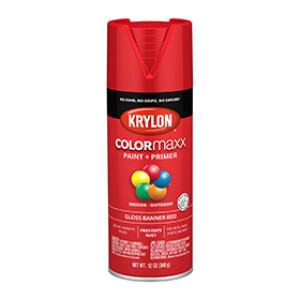 KRYLON K05503007 COLORMAXX PAINT + PRIMER GLOSS BANNER RED 12 OZ IN-OUTDOOR