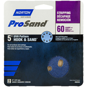 NORTON PROSAND 68355 5" P60 UVH HOOK & LOOP HANDY PACK SANDING DISCS 2-PACK