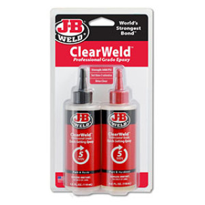 J-B WELD 50240 CLEARWELD QUICK SET EPOXY PRO SIZE CLAMSHELL (2) 4OZ BOTTLES