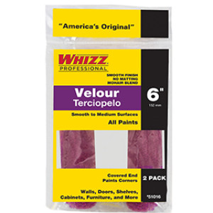 WHIZZ 51016 6" 100% WOOL VELOUR ROLLER REFILL (2-PACK)