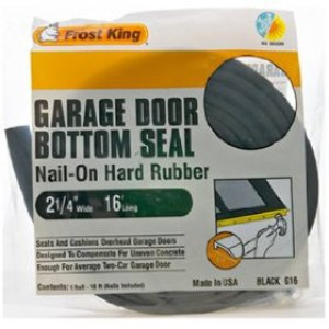 FROST KING G9 21027 2-1/4" X 9' HARD BLACK RUBBER GARAGE DOOR BOTTOM SEAL