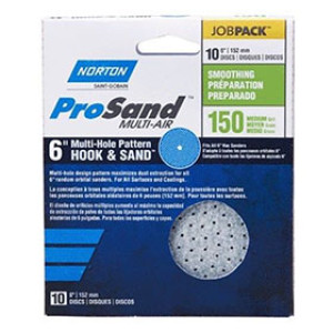 NORTON PROSAND 05322 6" MULTI HOLE P150 HI PERFORMANCE HOOK & SAND DISC 10PK