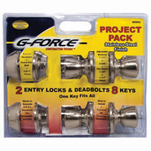 G-FORCE 80565 2 ENTRY 2 SINGLE DEADBOLT PROJECT PACK SATIN NICKEL