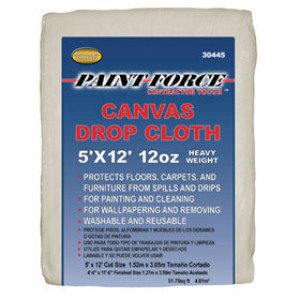 PAINT-FORCE 30445 5' X 12' 12 OZ CANVAS DROP CLOTH