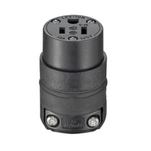 LEVITON 000-515CR-000 15A-125V RUBBER CONNECTOR BLACK