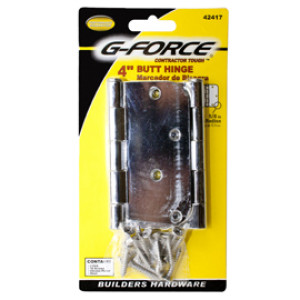 G-FORCE 42417 RADIUS CORNER CHROME PLATED 4" BUTT HINGE PAIR