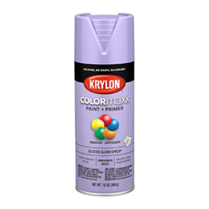 KRYLON K05521007 COLORMAXX PAINT + PRIMER GLOSS GUM DROP 12 OZ IN-OUTDOOR