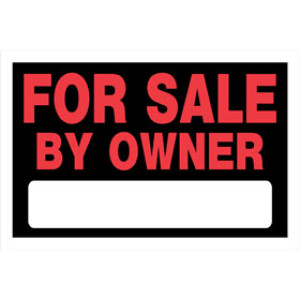 P-T 839930 8" X 12" FOR SALE BY OWNER STYRENE SIGN RED & BLACK