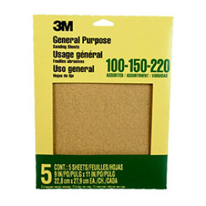 3M SAN-PAK 09005 9" X 11" ASSORTED GRIT PRODUCTION PAPER 5-PACK