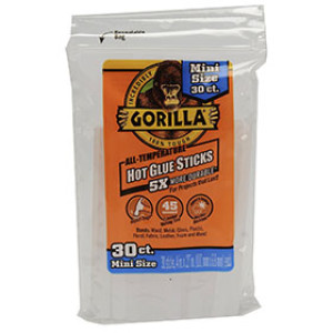 GORILLA GLUE 3023003 4" GORILLA ALL TEMPERATURE HOT GLUE STICKS MINI 30 COUNT