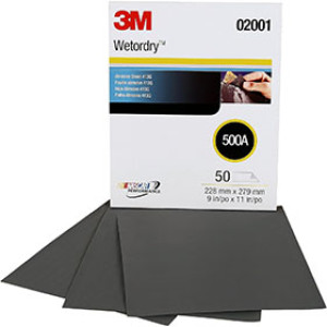 3M 02001 WET OR DRY 9" X 11" 500A TRI-M-ITE SANDPAPER SHEET 50 PACK