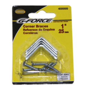 G-FORCE 40000 1" CORNER BRACE ZINC PLATED CARDED (4/CARD)