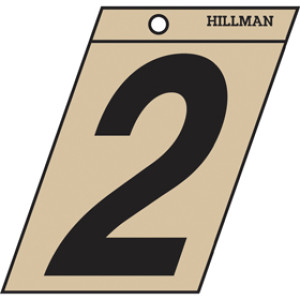 P-T 839462 3" BLACK ON GOLD NUMBER 2 ANGLE-CUT MYLAR SELF ADHESIVE