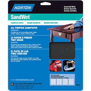 NORTON 48110 9" X 11" SANDWET SHEETS HANDY PACK ASST ( 2SF, 2EF, 1VF ) 5 PACK