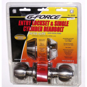 G-FORCE 80520 BALL KNOB ENTRY & SINGLE DEADBOLT COMBO SET SATIN NICKEL