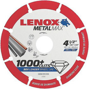 LENOX 1972921 METAL MAX 4-1/2" X 7/8" DIAM DIAMOND CUTOFF WHEEL ANGLE GRINDER