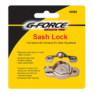 G-FORCE 43202 DIE CAST SATIN NICKEL SASH LOCK CARDED