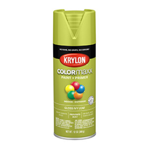 KRYLON K05525007 COLORMAXX PAINT + PRIMER GLOSS IVY LEAF 12 OZ INDOOR-OUTDOOR