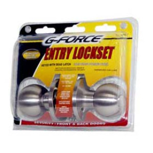 G-FORCE 80027 ENTRY BALL KNOB LOCKSET STAINLESS STEEL SC1 KEYWAY KEYED ALIKE