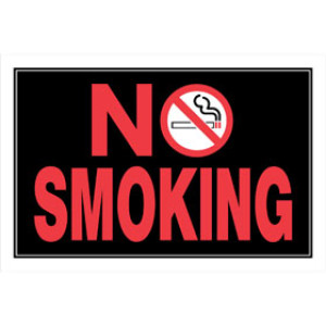 P-T 839896 8" X 12" NO SMOKING STYRENE SIGN RED & BLACK