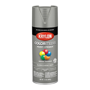 KRYLON K05513007 COLORMAXX PAINT + PRIMER GLOSS CLASSIC GRAY 12 OZ IN-OUTDOOR