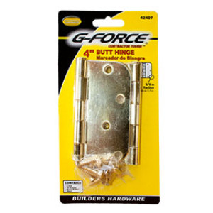 G-FORCE 42407 RADIUS CORNER BRIGHT BRASS 4" BUTT HINGE