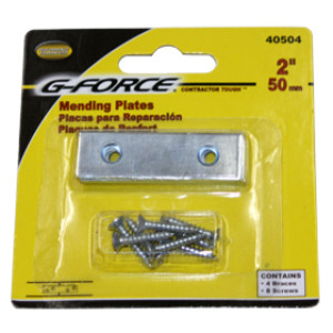 G-FORCE 40504 2" MENDING PLATE ZINC PLATED CARDED WITH SCREWS (4/CARD)