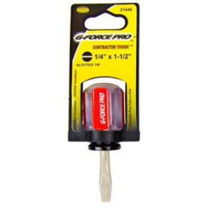 G-FORCE 21448 1/4" X 1-1/2" STUBBY SLOTTED SCREWDRIVER