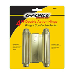 G-FORCE 43052 4" BRASS PLATED DOUBLE ACTING HINGE CARDED